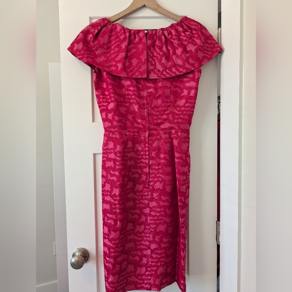 1960s Vintage Mitzi Marlow Mrs. Maisel Dress and Coat Jacket Hot Pink Taffeta - Picture 3 of 10